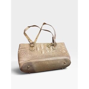 Vintage Y2K Brahmin Shoulder Bag Gold Champagne Gold Croc Leather Tote Melbourne